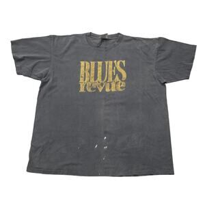 Vintage Blues Revue Magazine Publication Black Short Sleeve Graphic Shirt Rock